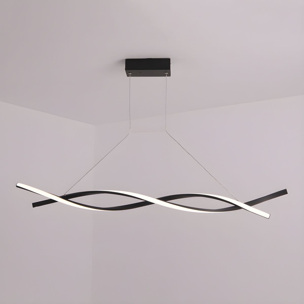 Callan Wave-Shaped LED Pendant Light Black / 39.4" (100cm) Norenza