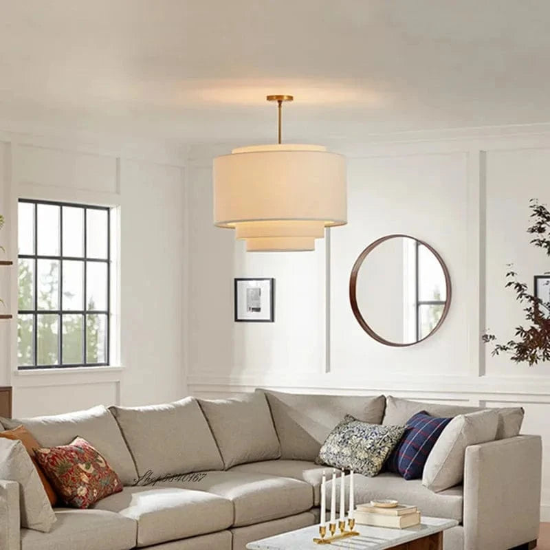 Camden Multi-Level Japanese Style Pendant Light - Minimalist Fabric Shade Designer Chandelier for Living Room & Kitchen Counter Lighting Norenza