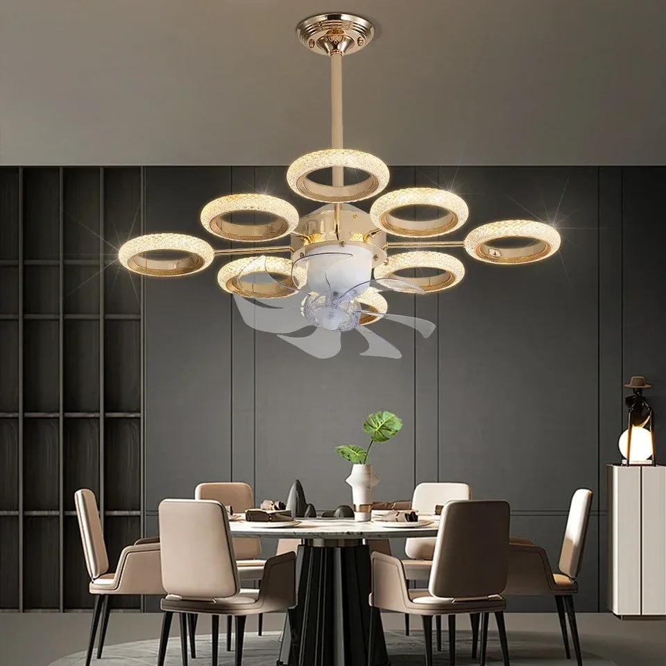 LED Crystal Ceiling Fan with Dimmable Remote Control