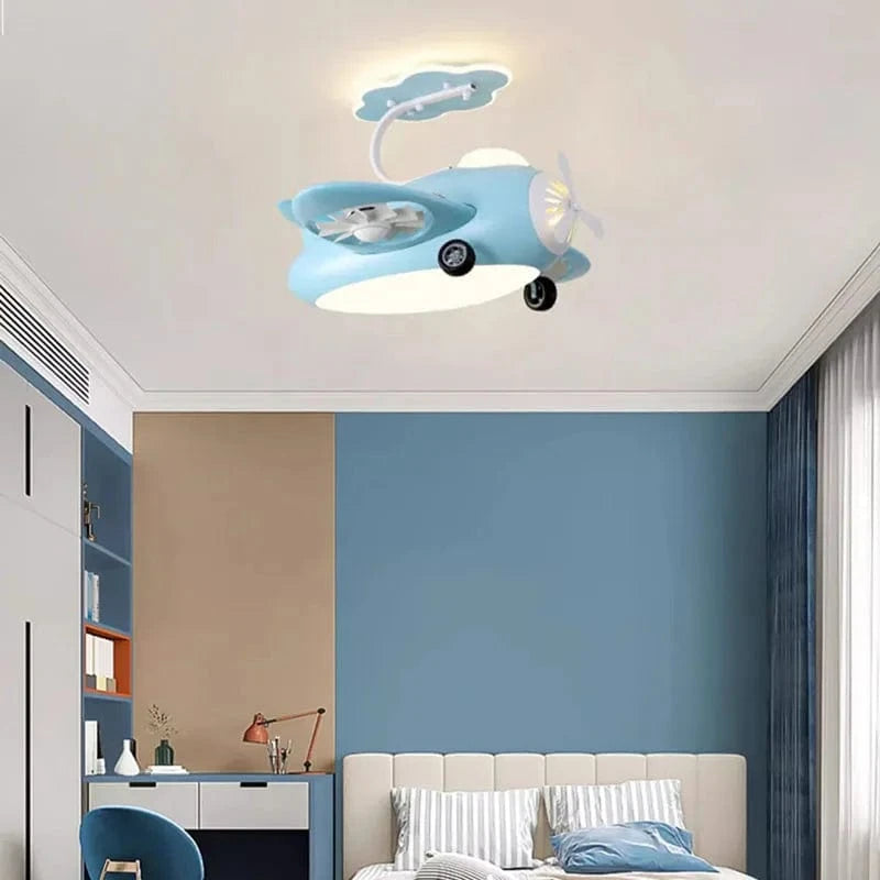 Ceiling Fan with LED Light for Kids' Room and Play Area Blue Norenza