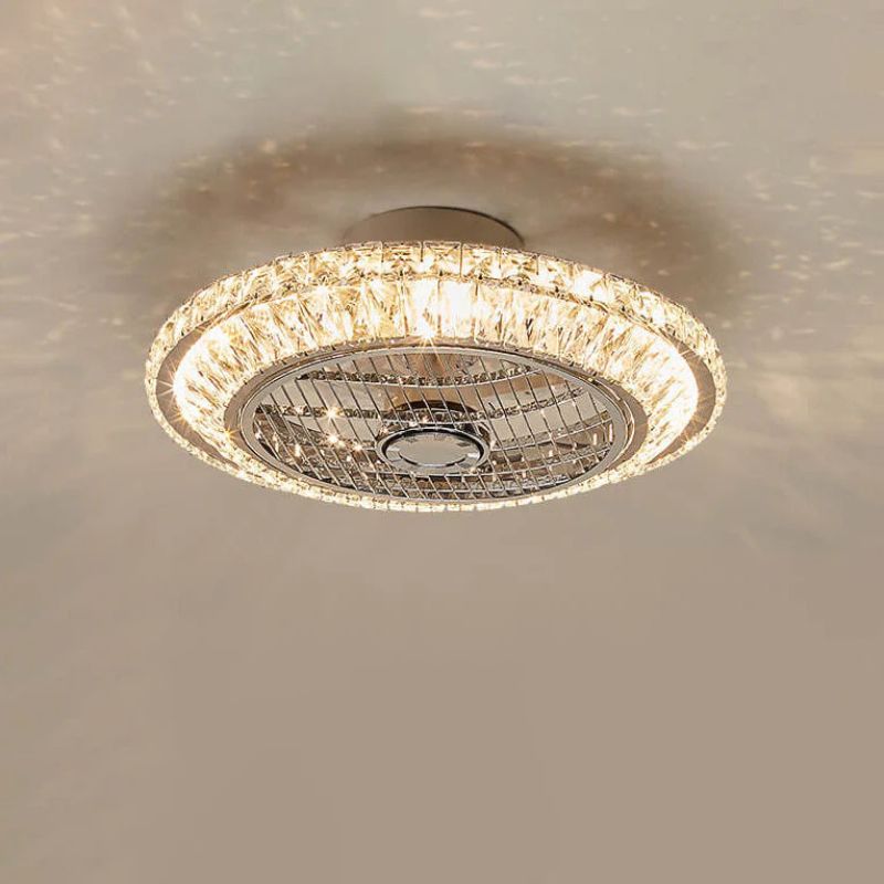 Modern Crystal Ceiling Fan with Light and Remote Control