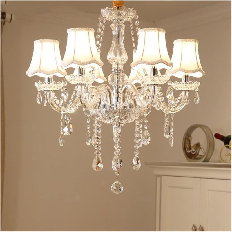 Crystal Chandelier with Fabric Shade