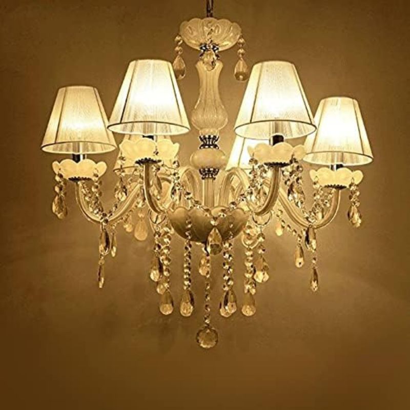 Crystal Chandelier with Fabric Shade
