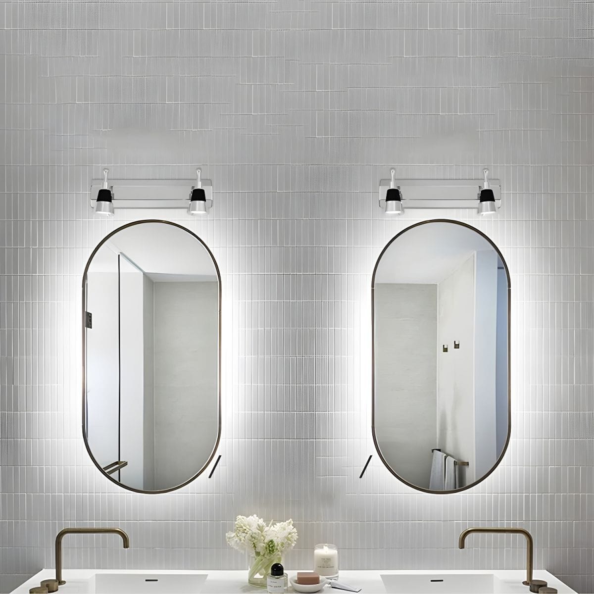 Chrome Mirror Bathroom Wall Sconce (2 or 3 Lamps) Norenza