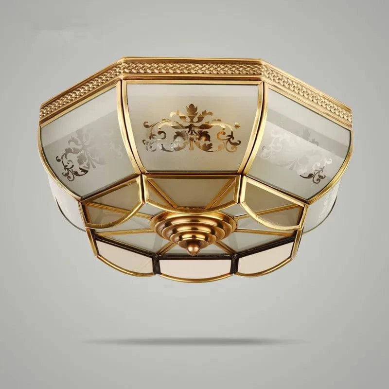 Classic Copper Ceiling Light with Glass Shade Norenza