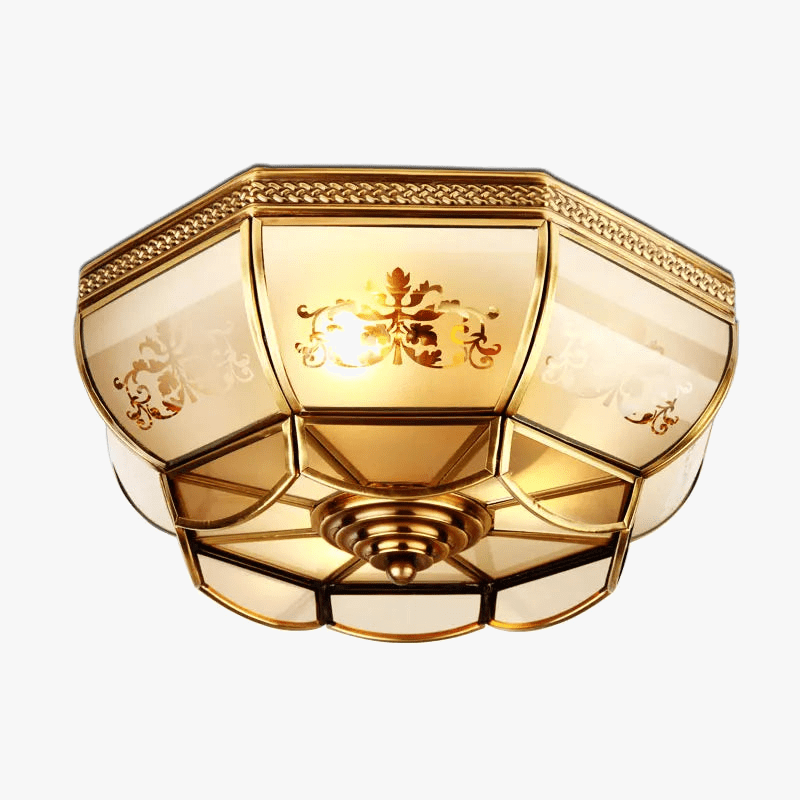 Classic Copper Ceiling Light with Glass Shade Norenza