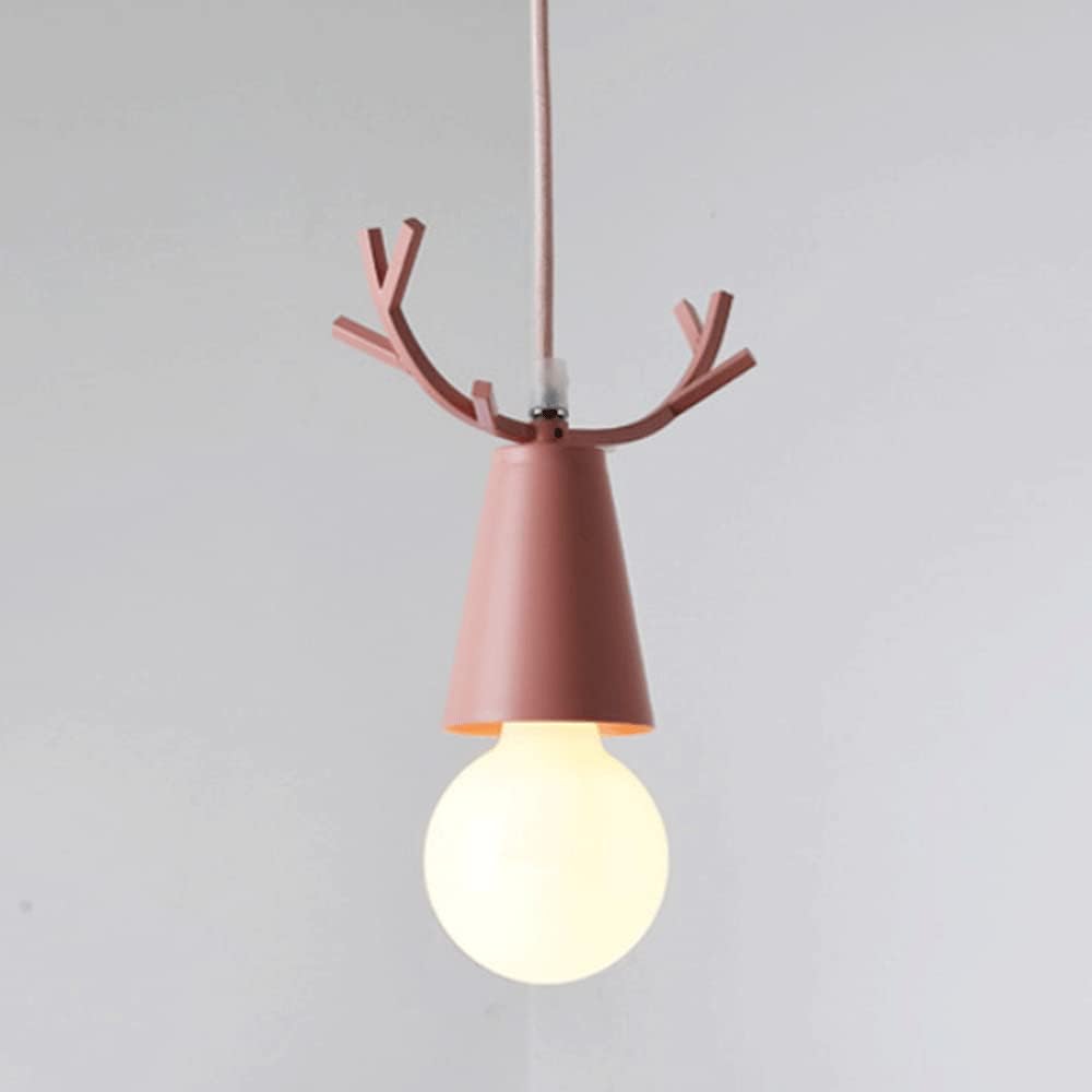 Colorful Deer Antler Cone LED Pendant Light Pink Norenza