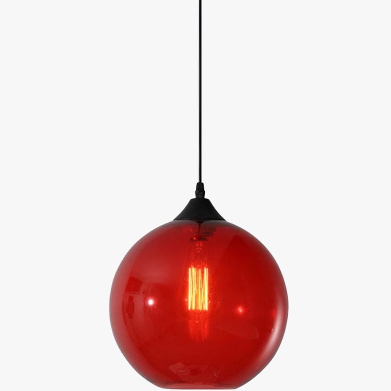 Colorful Glass Ball Pendant Light Red Norenza