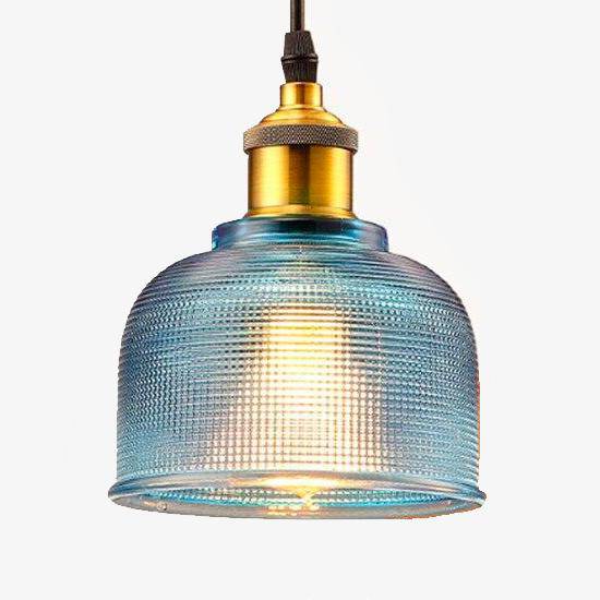 Colorful Glass Suspension Design with Gold Support Coffee Blue Norenza