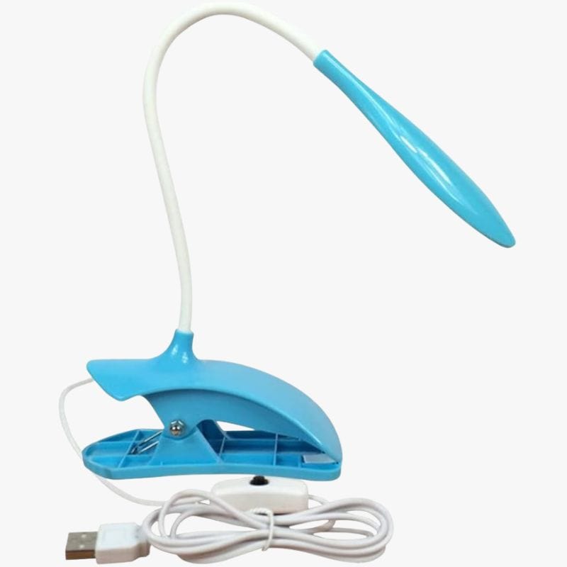 Colorful LED Clip-On Desk Lamp with USB Blue Norenza