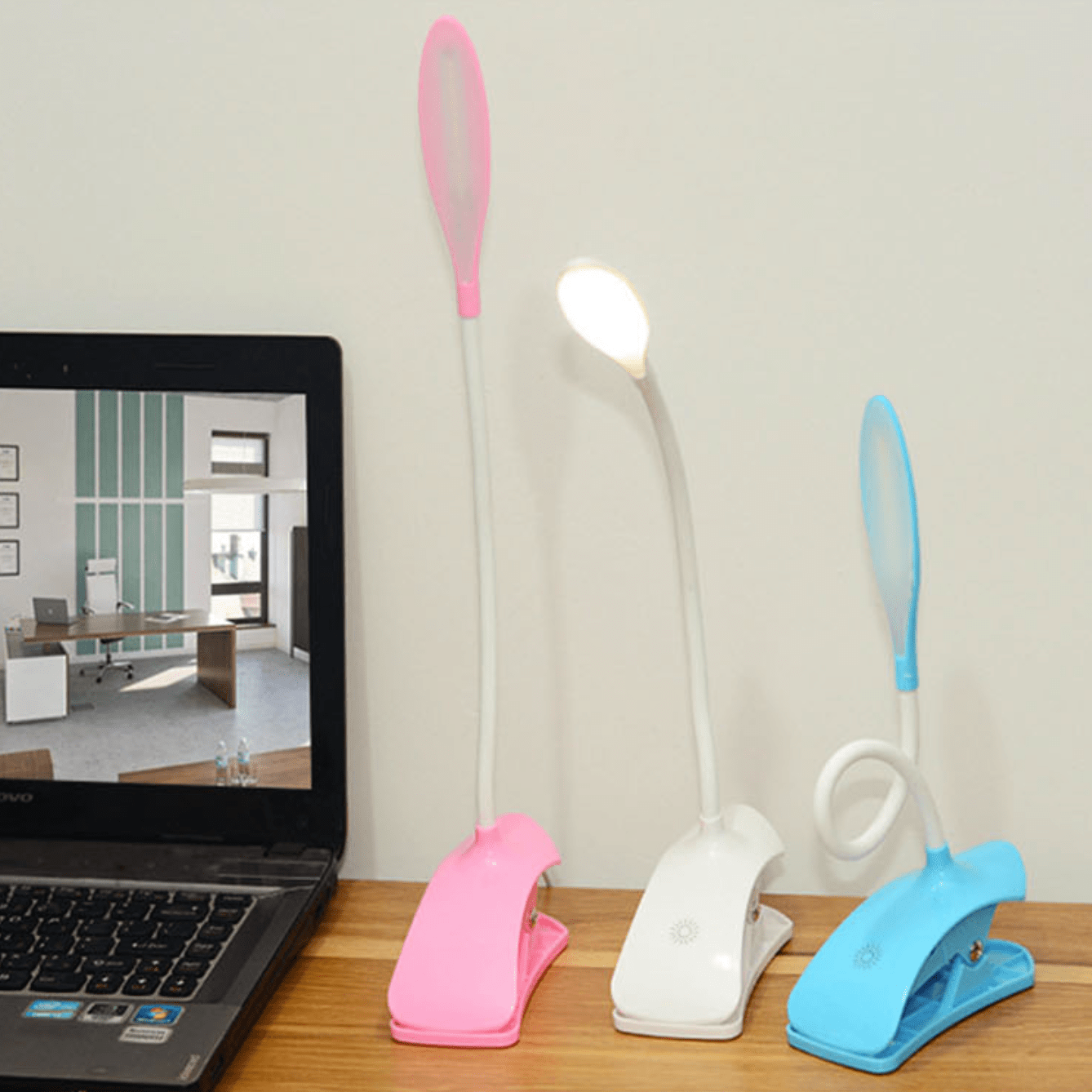 Colorful LED Clip-On Desk Lamp with USB Norenza