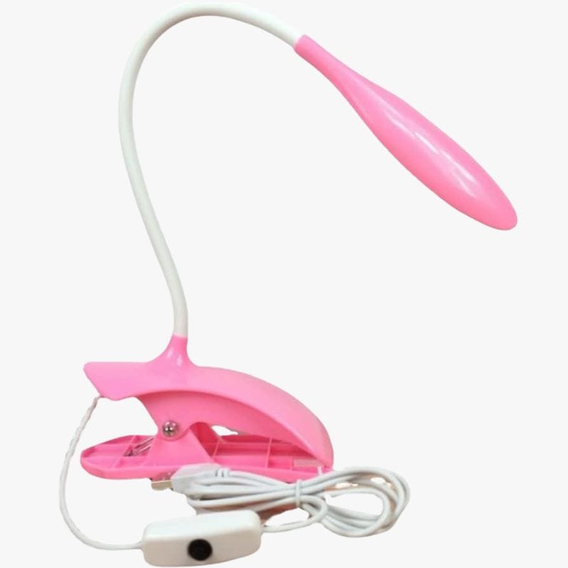 Colorful LED Clip-On Desk Lamp with USB Pink Norenza