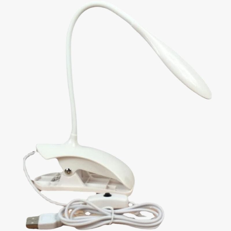 Colorful LED Clip-On Desk Lamp with USB White Norenza