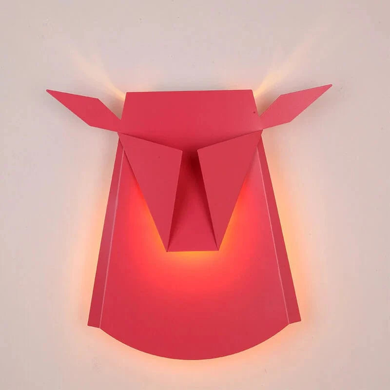 Colorful LED Deer Head Wall Sconce Red Norenza