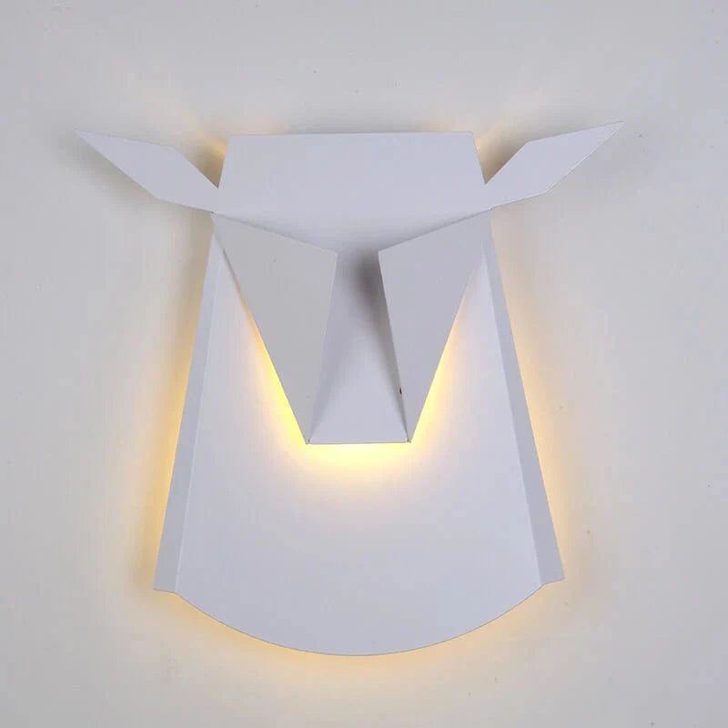 Colorful LED Deer Head Wall Sconce White Norenza