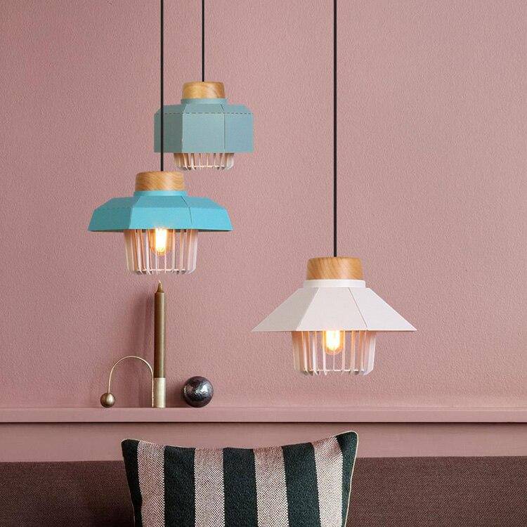 Colorful Metal Cage Shade LED Suspension Light - Loft Style Norenza