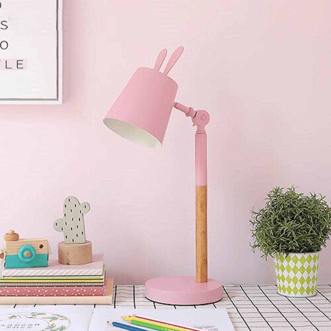 Colorful Rabbit Ears Desk or Nightstand Lamp Pink Norenza