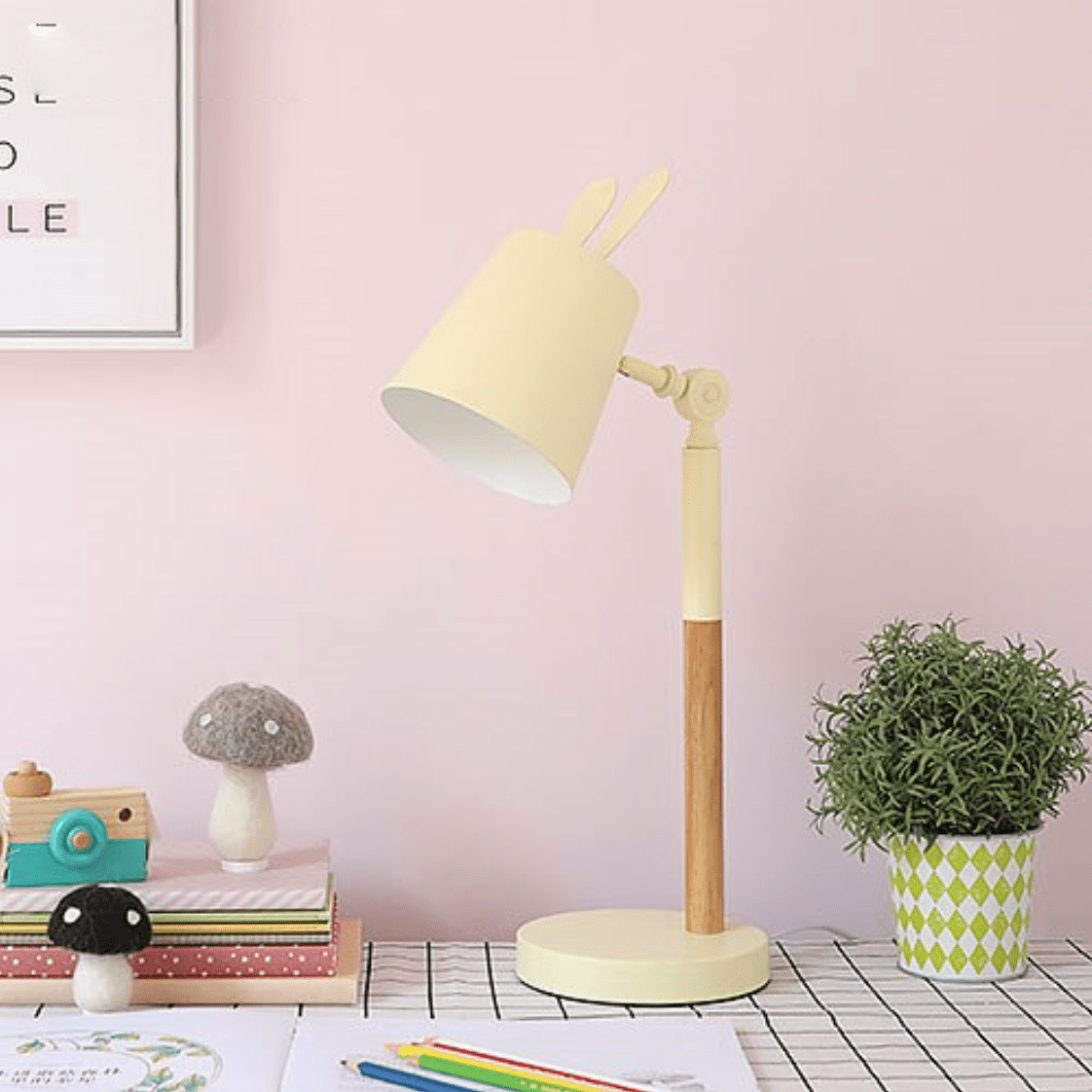 Colorful Rabbit Ears Desk or Nightstand Lamp Yellow Norenza