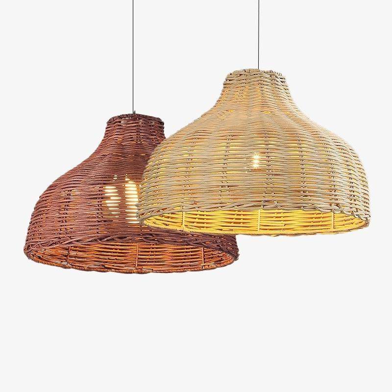 Colorful Rattan Shade LED Pendant Light Brown Norenza