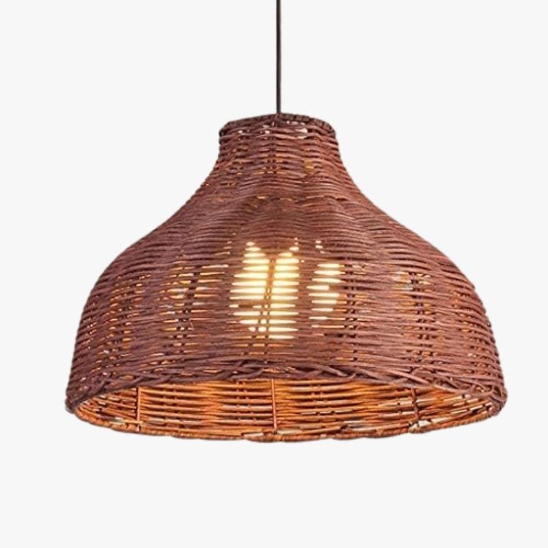 Colorful Rattan Shade LED Pendant Light Brown Norenza