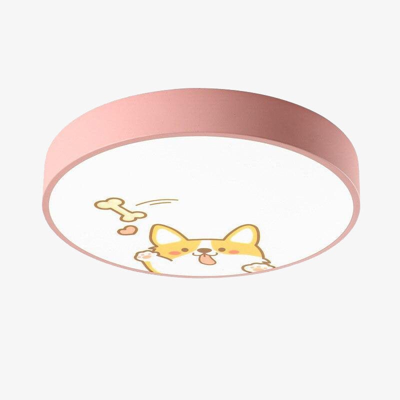 Colorful Round LED Ceiling Light for Kids' Room Pink Norenza