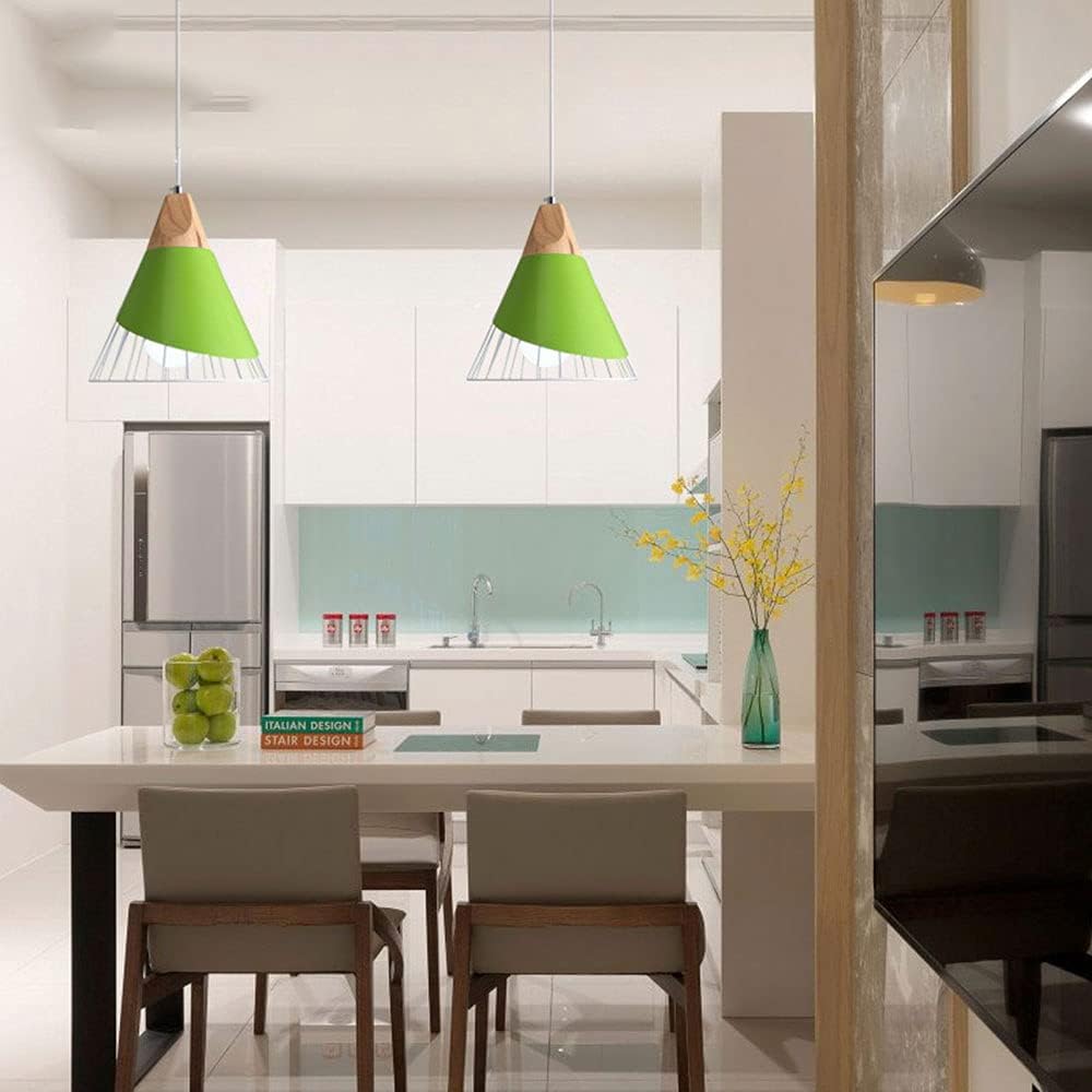 Cone-Shaped Metal Cage Pendant Light with Wooden Base Norenza