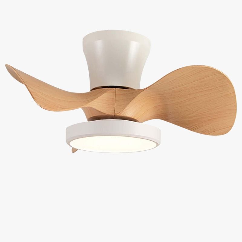 Contemporary Quiet Ceiling Fan with LED Light & Remote Control Natural Wood Norenza