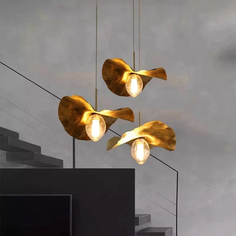 Copper Lotus Leaf Pendant Light Norenza