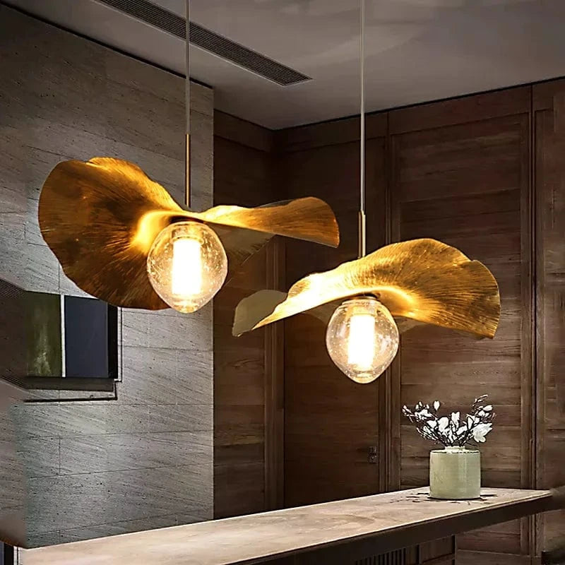 Copper Lotus Leaf Pendant Light Norenza