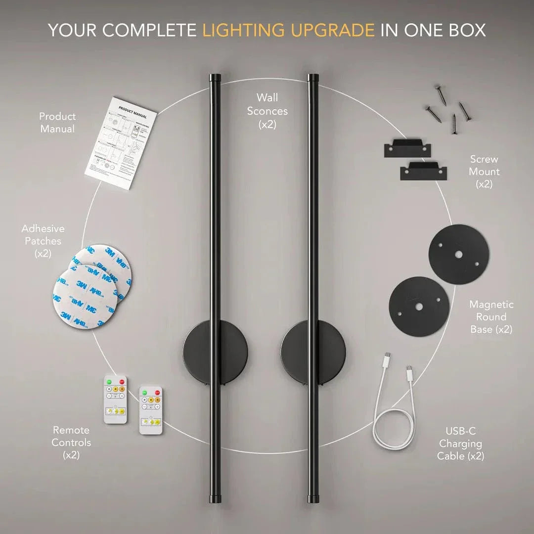 Cordless Modern Wall Lights (SET OF 2) Black Norenza