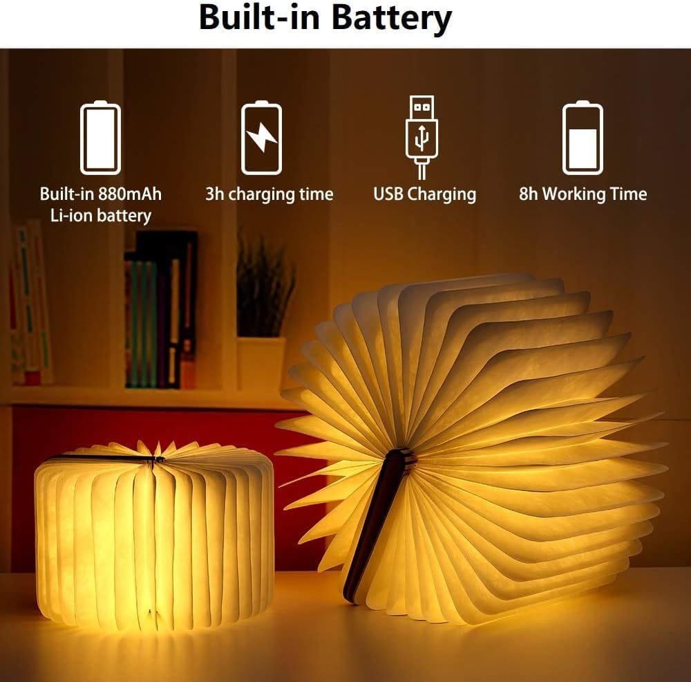 Creative 3D RGB Color Changing LED Night Light - USB Rechargeable Wooden Book Lamp for Kids' Room, Desk Decor, Birthday Gift Norenza