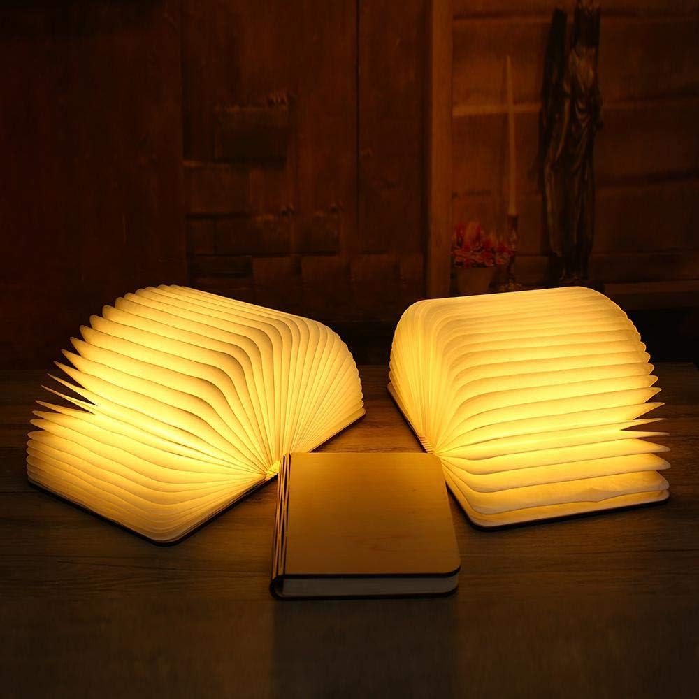 Creative 3D RGB Color Changing LED Night Light - USB Rechargeable Wooden Book Lamp for Kids' Room, Desk Decor, Birthday Gift Norenza