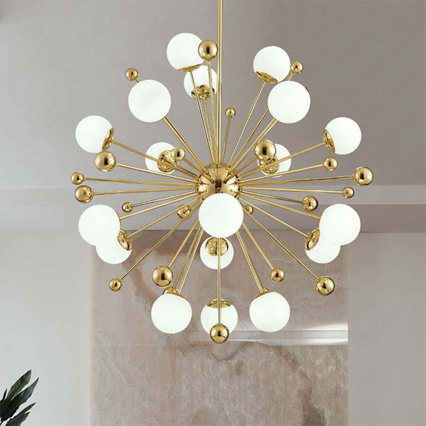 Creative Multi-Ball Glass Pendant Light with Gold Finish Norenza