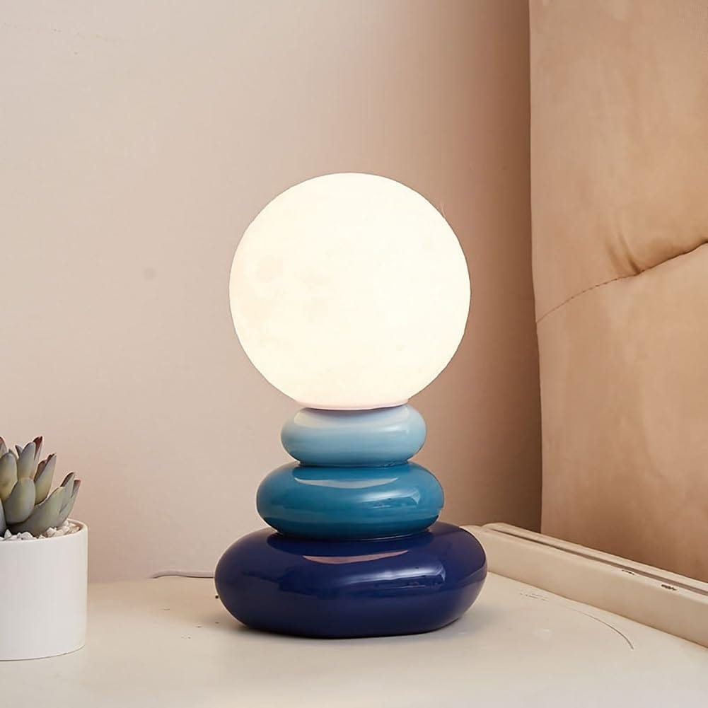 Creative Nordic Stack Stone Table Lamp for Cozy Ambiance Blue Norenza