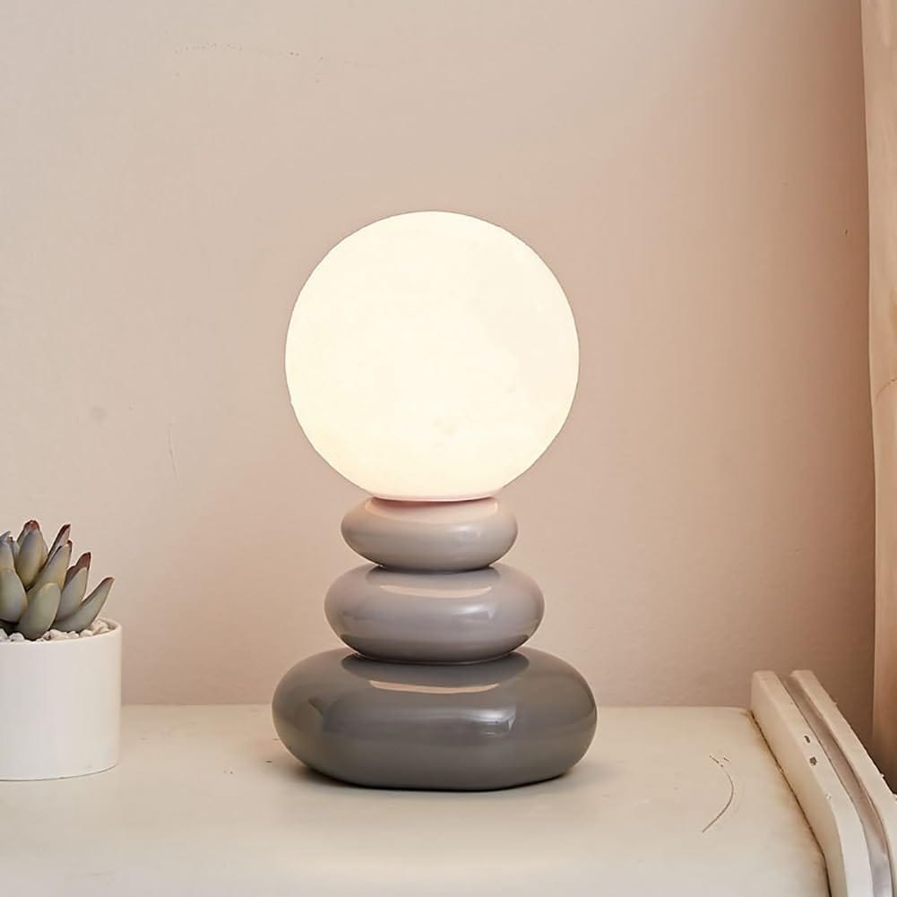 Creative Nordic Stack Stone Table Lamp for Cozy Ambiance Gray Norenza