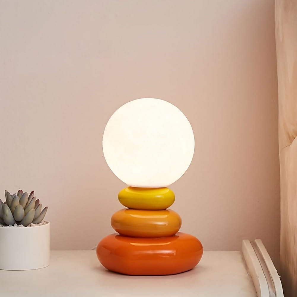 Creative Nordic Stack Stone Table Lamp for Cozy Ambiance Orange Norenza