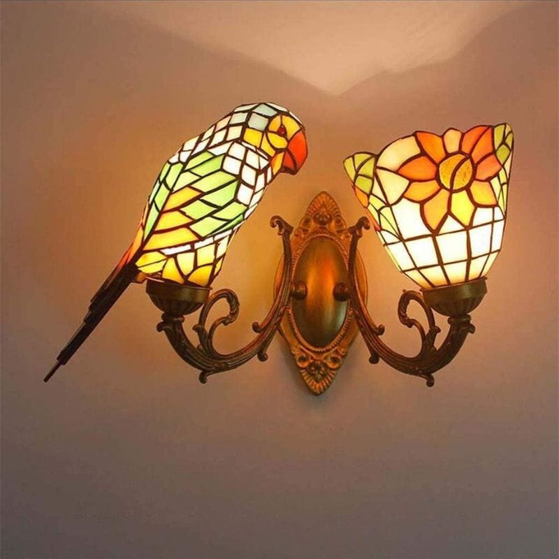 Creative Parrot Design Table Lamp with Tinted Glass Norenza