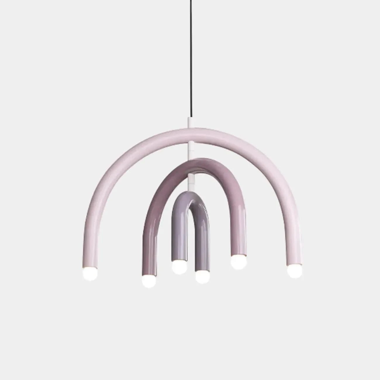 Creative Rainbow LED Metal Pendant Light for Bedroom, Living Room, Restaurant, Café, and Dining Room Pink Norenza