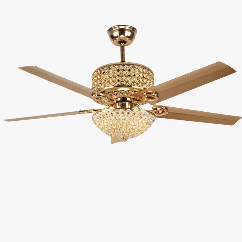 Crystal Ceiling Fan with Remote Control and Lights Gold Norenza