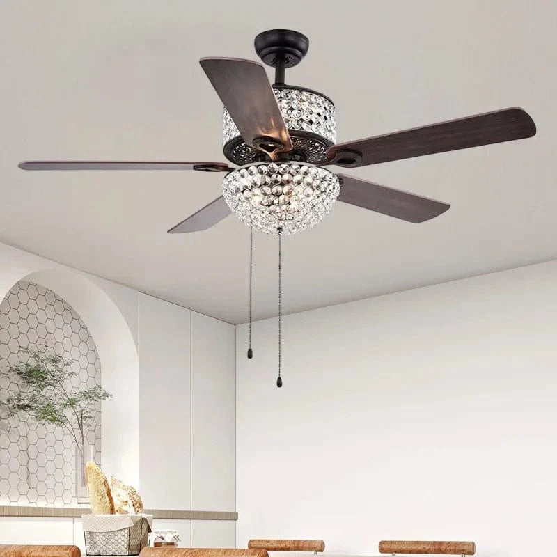 Crystal Ceiling Fan with Remote Control and Lights Norenza