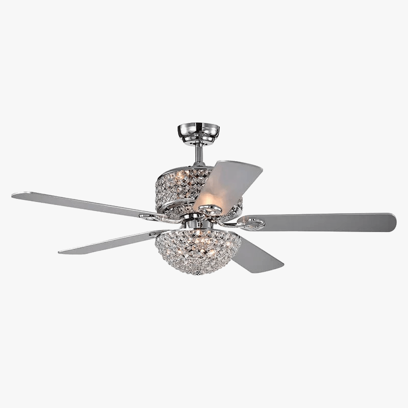 Crystal Ceiling Fan with Remote Control and Lights Silver Norenza