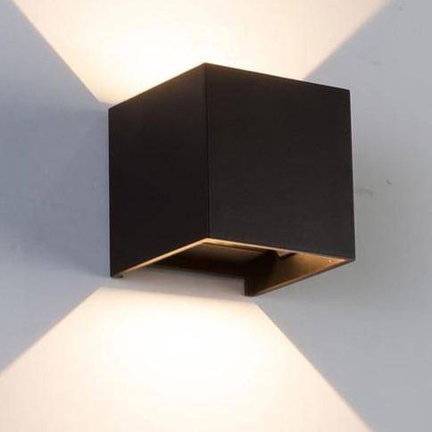Cube Aluminum Wall Sconce for Hallway Black Norenza