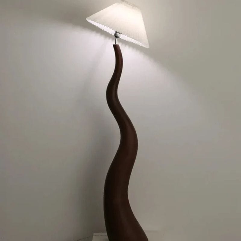 Curved Nordic Floor Lamp - Premium Mushroom Design Walnut Norenza
