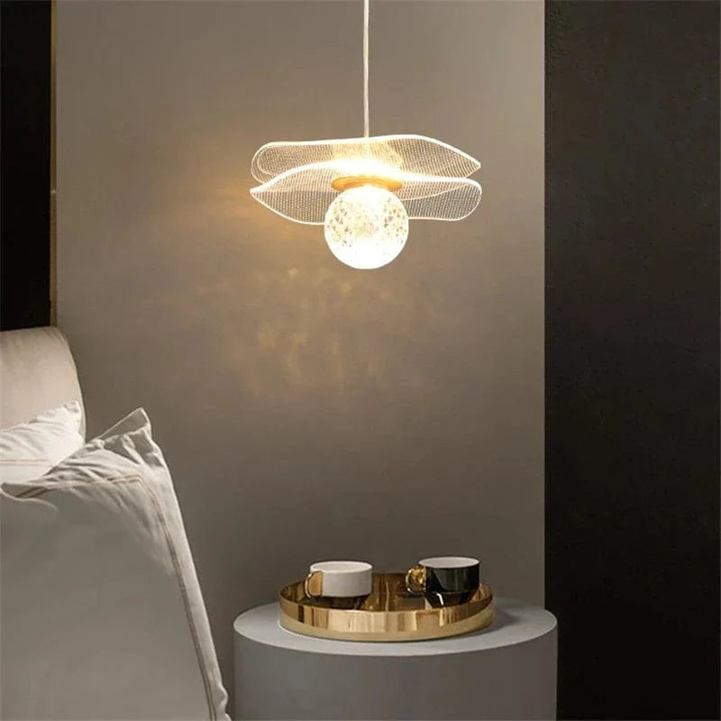 Custom LED Crystal Lotus Leaf Pendant Light 1 head Norenza