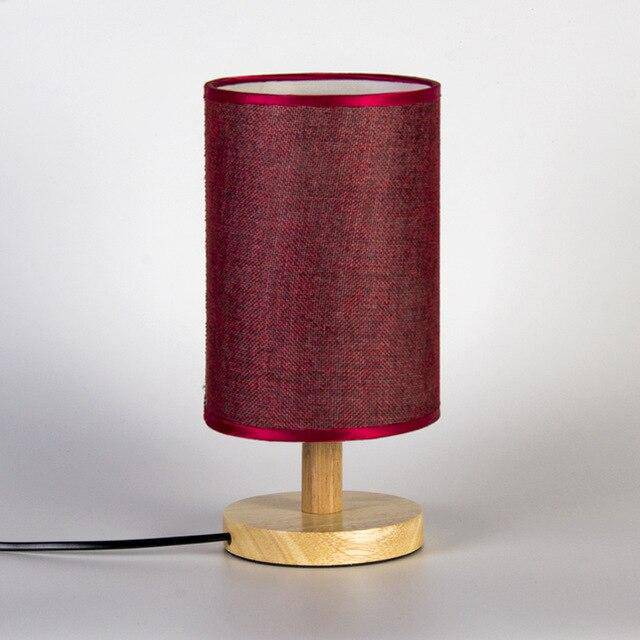 Cylinder Shade Fabric Table Lamp Red Norenza