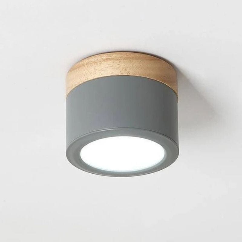 Cylindrical LED Spotlights with Wooden Base Gray Norenza