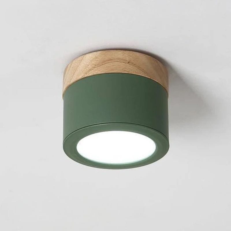 Cylindrical LED Spotlights with Wooden Base Green Norenza