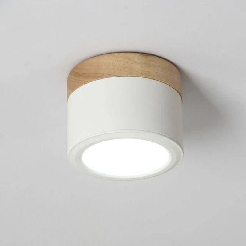 Cylindrical LED Spotlights with Wooden Base White Norenza