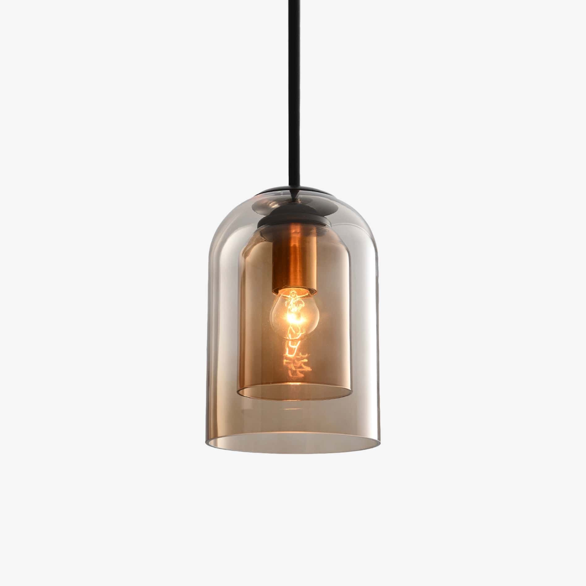 Double Curved Smoke Glass Suspension Design Tube Brown Norenza