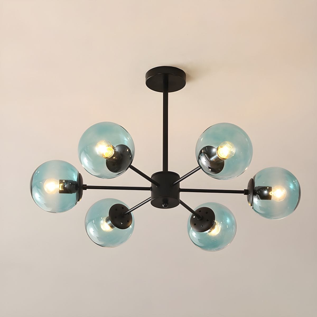 Elegant Chandelier with Glass Ball Accents Blue / 6 lights Norenza